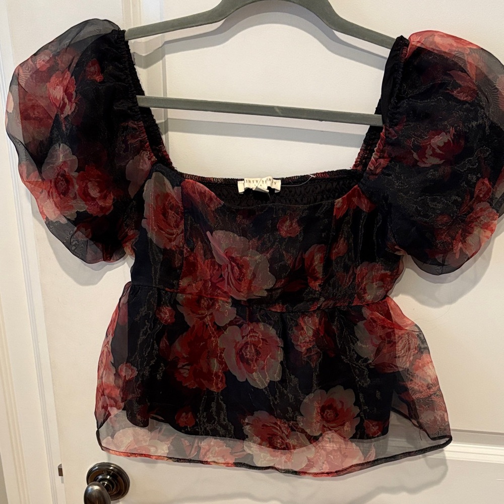 Chic Floral Puff Sleeve Blouse